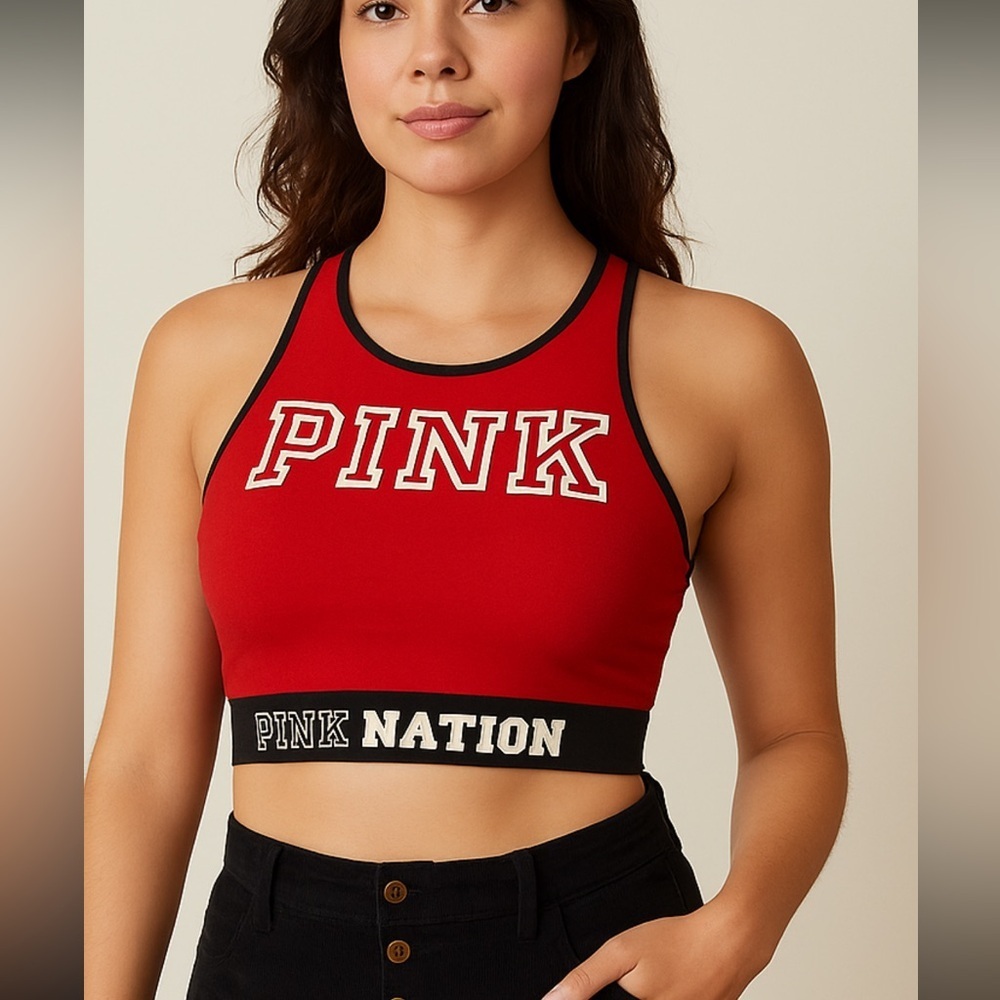 Victoria's Secret Pink Nation Red and Black crop top size Medium